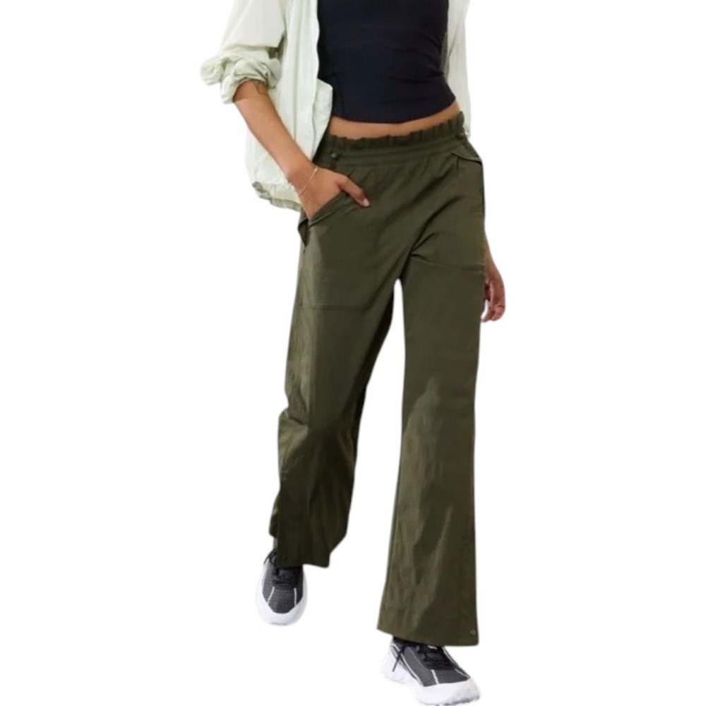 Athleta Trekkie High Rise Parachute Pants Aspen Olive Hiking Utility Gorpcore 14